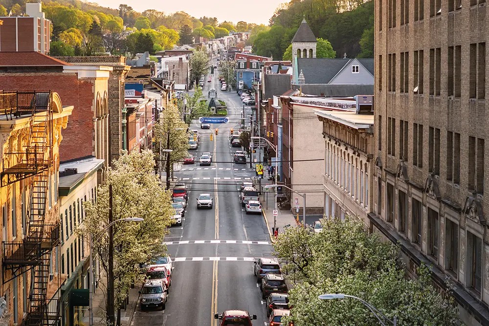 Downtown Pottsville, Pennsylvania street view near West Market Family Dental Care